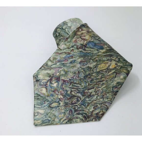 Stonehenge R.D. Cocktail Colors Abstract Marble Pattern Tie Made In USA Silk-Lik - Picture 1 of 6